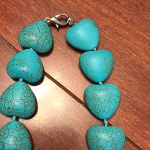 turquoise Jewelry - Turquoise heart strand necklace 17” turquoise Jewelry - Turquoise heart strand necklace 17”